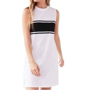 Urban Outfitters BDG Mini White Dress with 3 Navy Stripes
